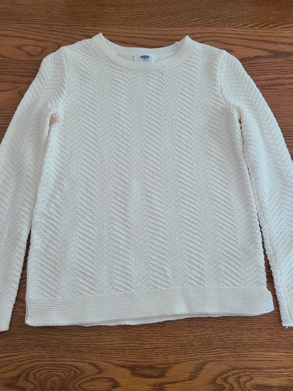 Old Navy White Textured Crewneck Sweater - Women